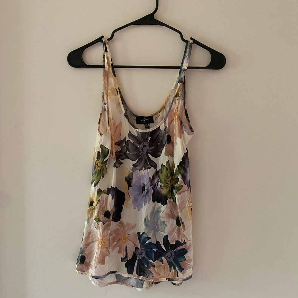 7 for all Mankind floral silk tank